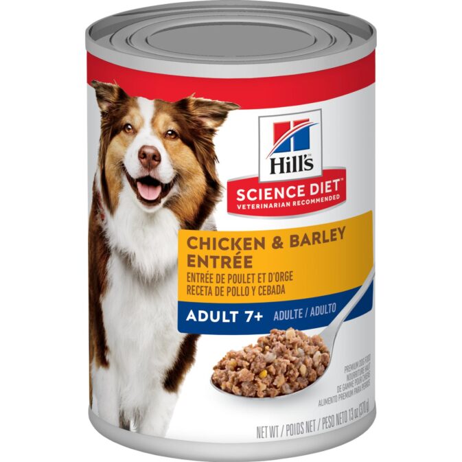 sd canine adult 7 plus chicken barley entree canned